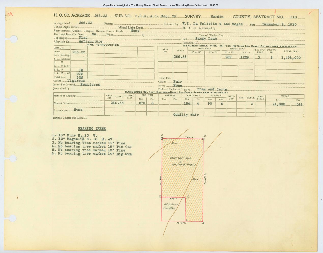 0072 Abstract 110, B.B.B.C. Survey, front and back, Hardin County