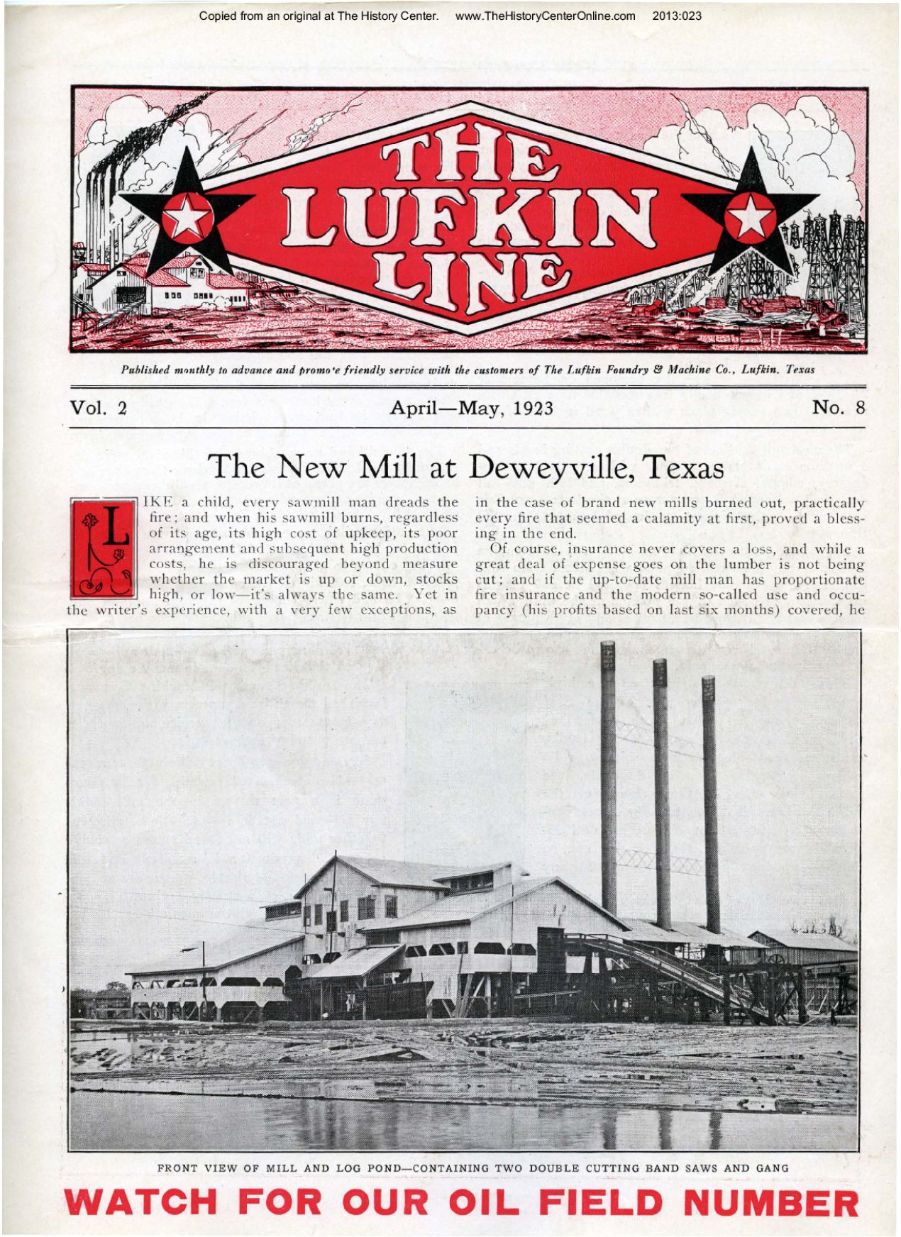 Lufkin Line 1923 04-April/May
