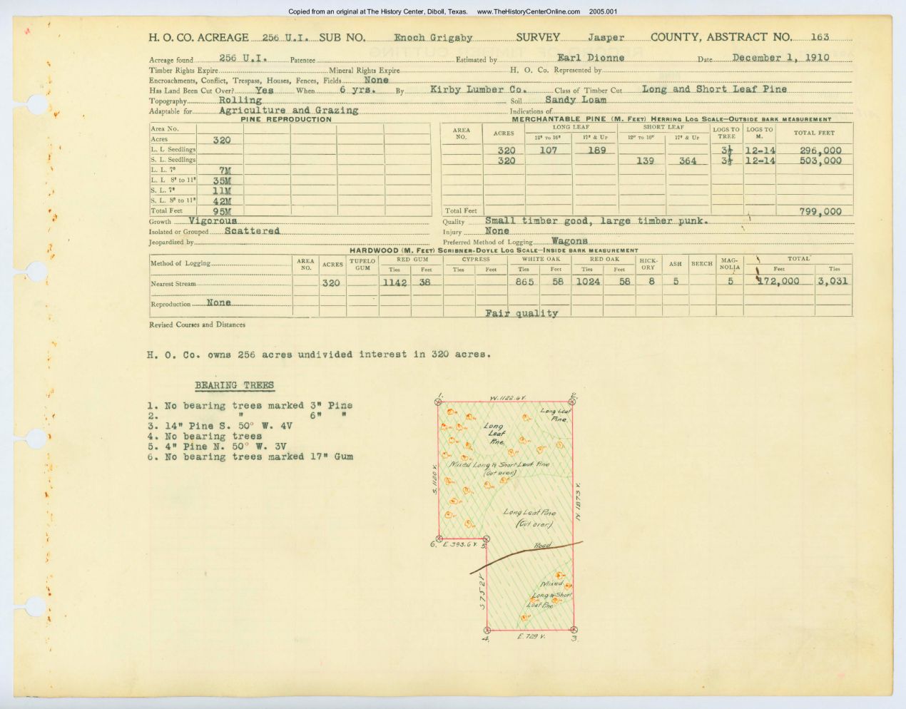 0070 Abstract 163, Grigsby Survey, front and back, Jasper County