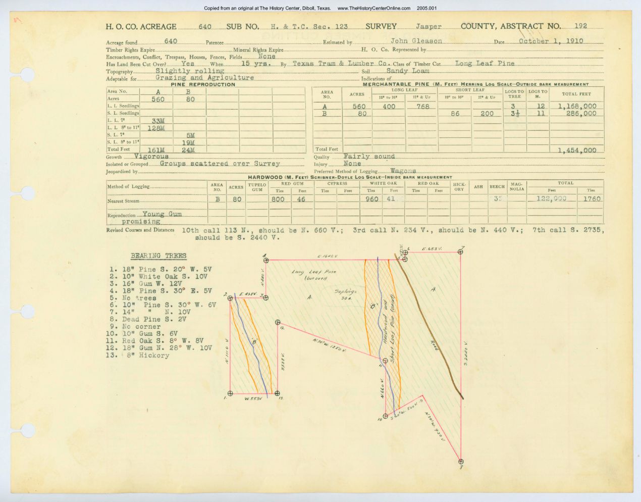0082 Abstract 192, H.&.T.C.R.R. Survey, front and back, Jasper County