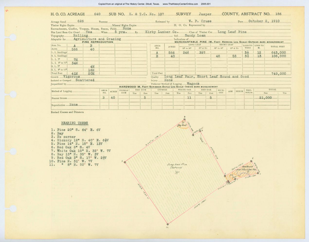 0076 Abstract 186, H.& T.C. Survey, Jasper County