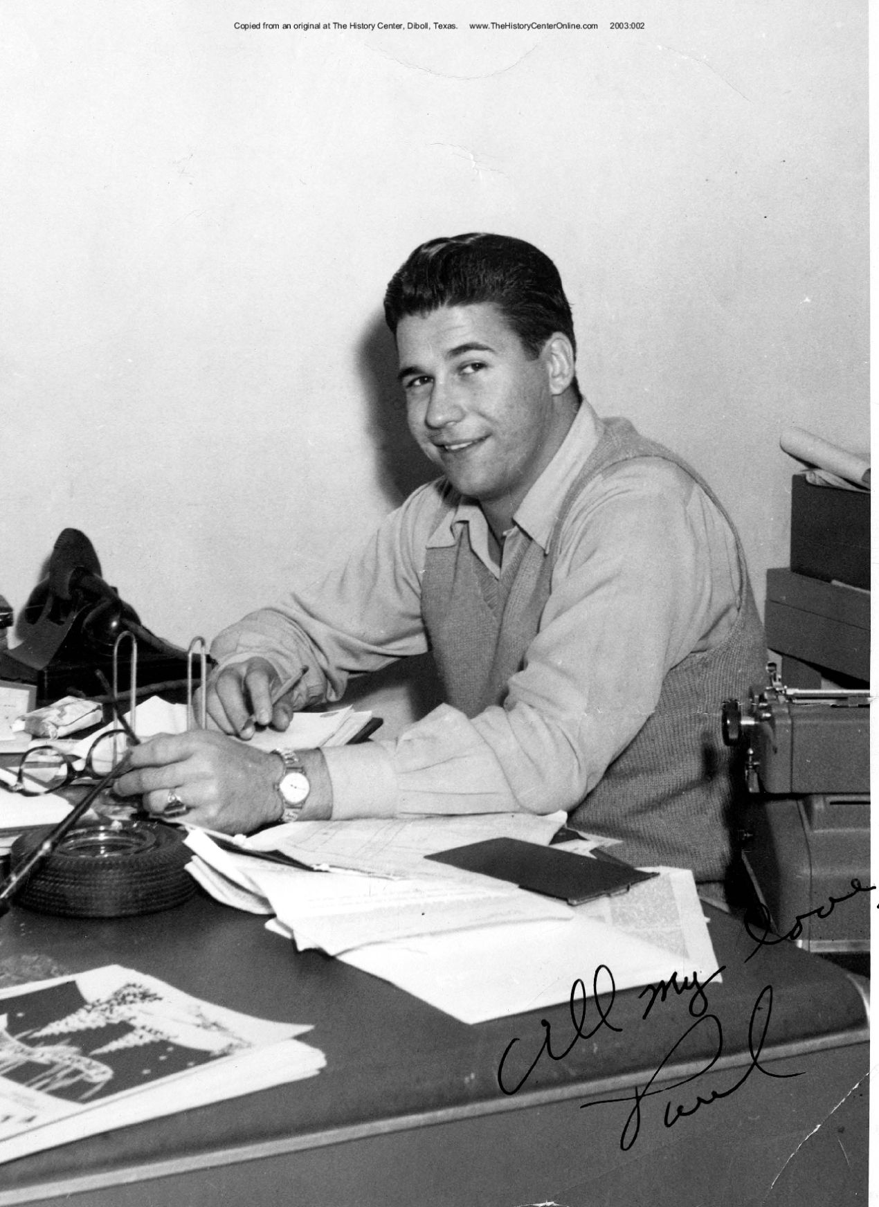 140 Paul Durham Jr at Buzz Saw Desk ca 1950