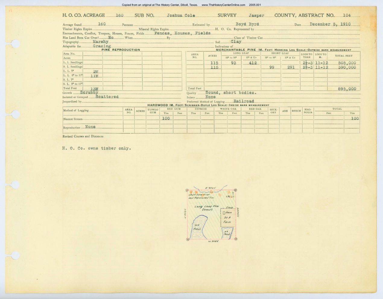 0056 Abstract 104, Cole Survey, Jasper County