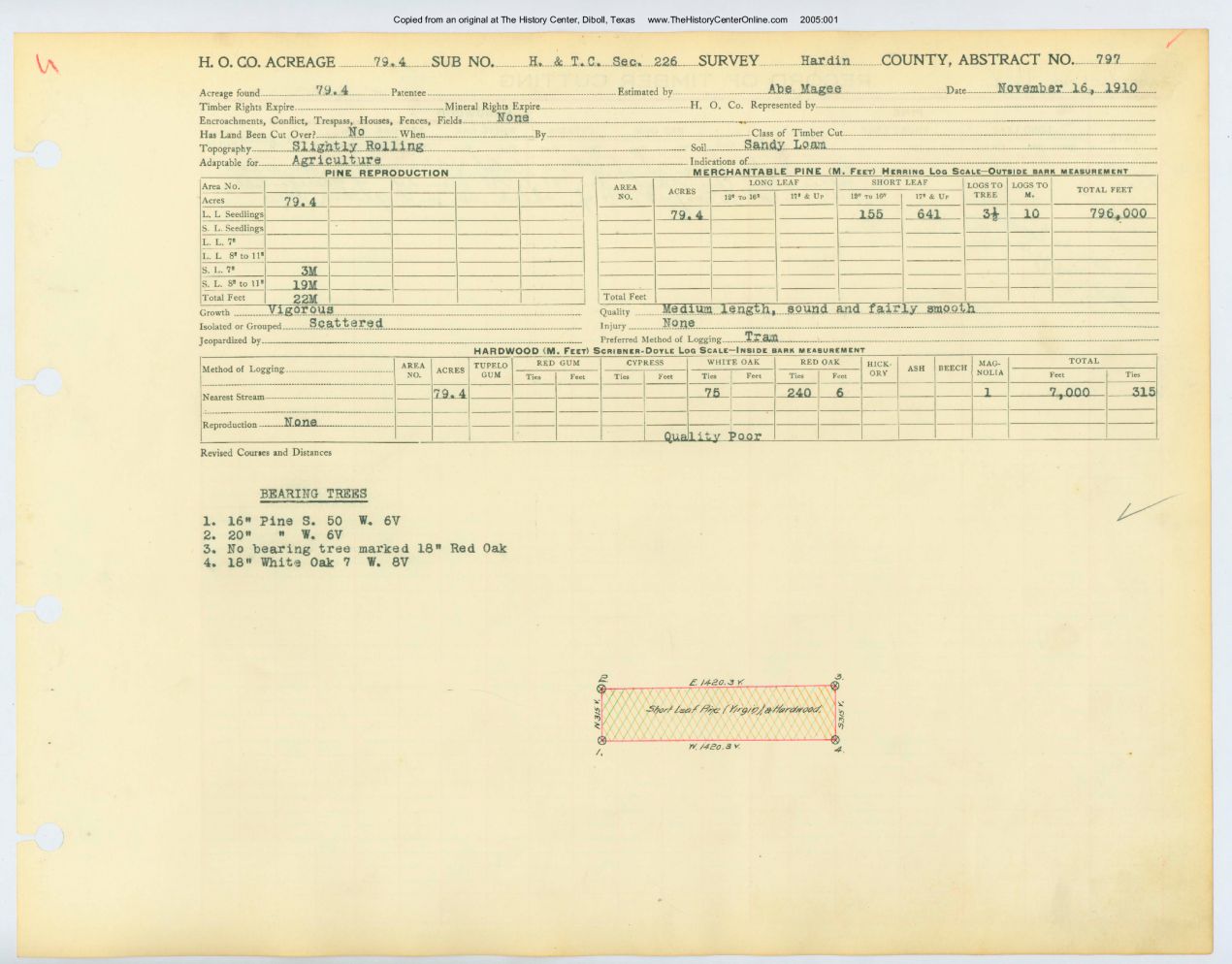 0226 Abstract 797, HTC Railway Survey, front and back, Hardin County