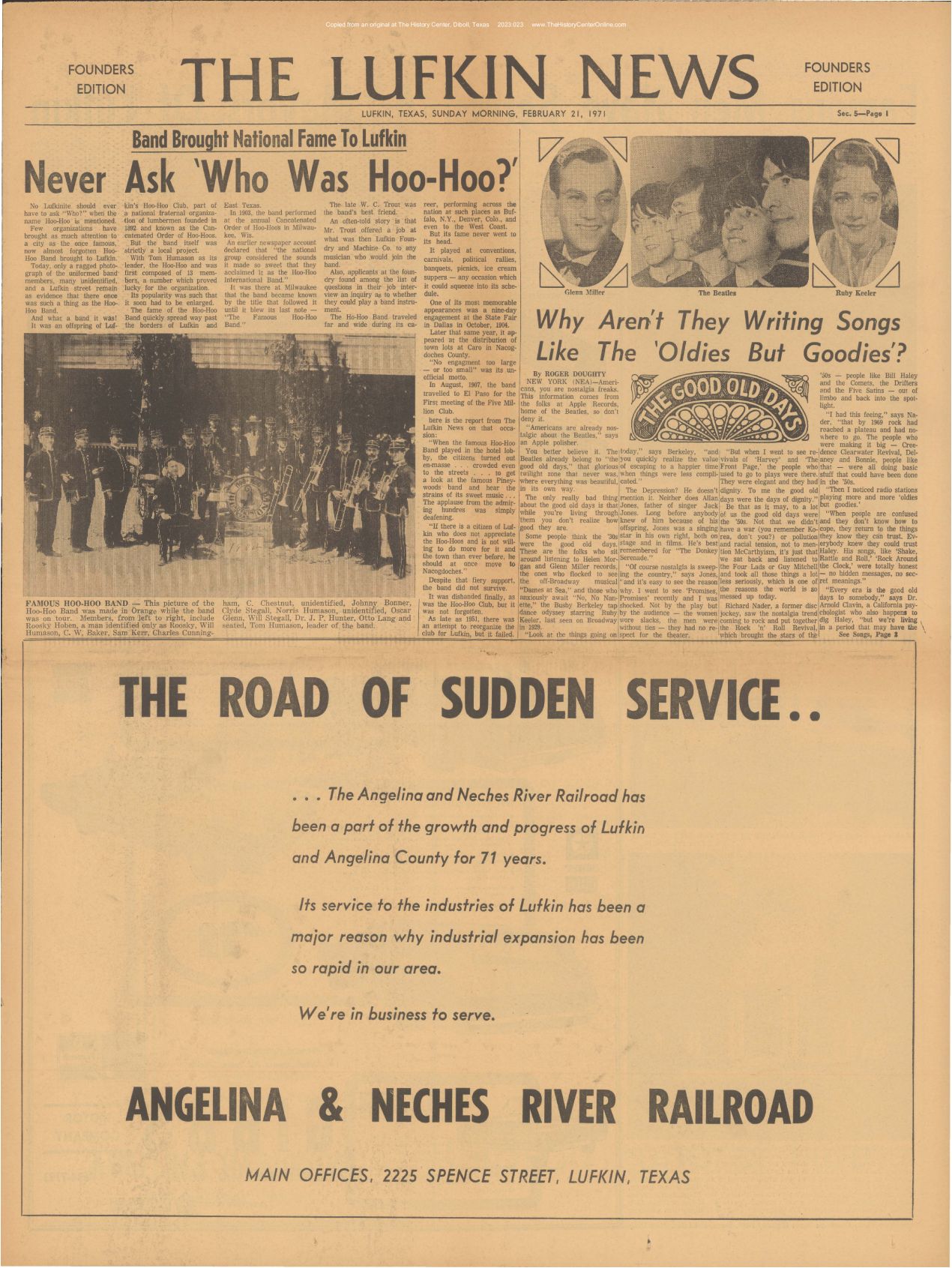 1971 Lufkin Daily News Founders Edition 2 21 5