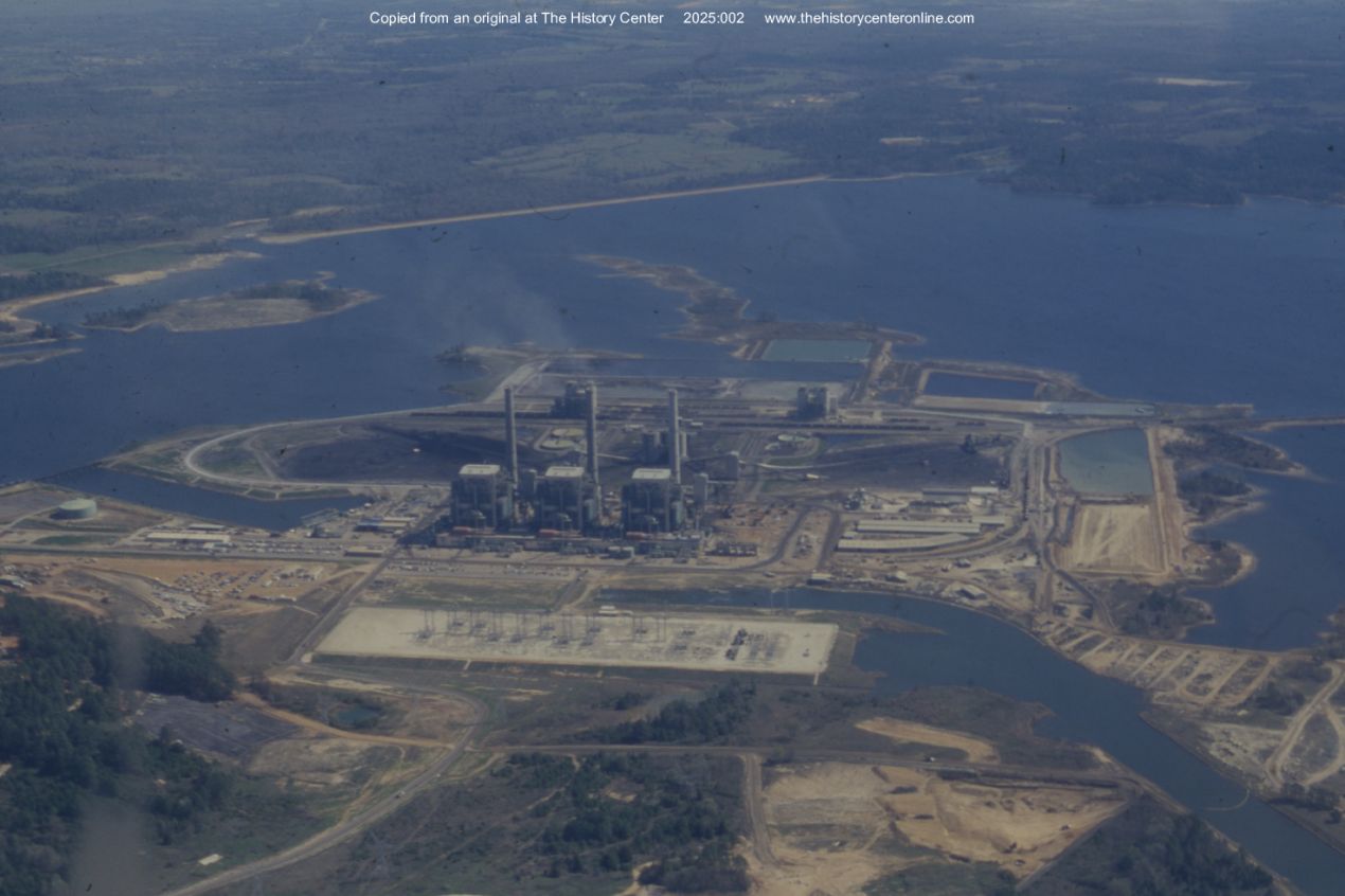 1981, Aerial Photograph of Martin Lake Steam Electric Station, Martin Lake in background, Henderson-Tatum, Texas, March