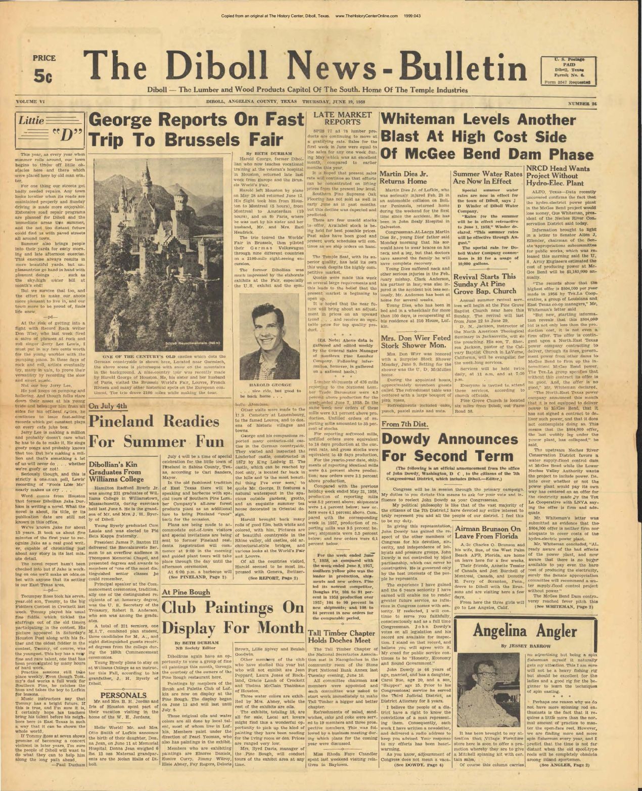 1958 06 19 Diboll News Bulletin