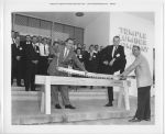 undated, Grand Opening of Temple Lumber Company, by Studio Graphics Commercial Photography, with cross cut saw and Latane Temple