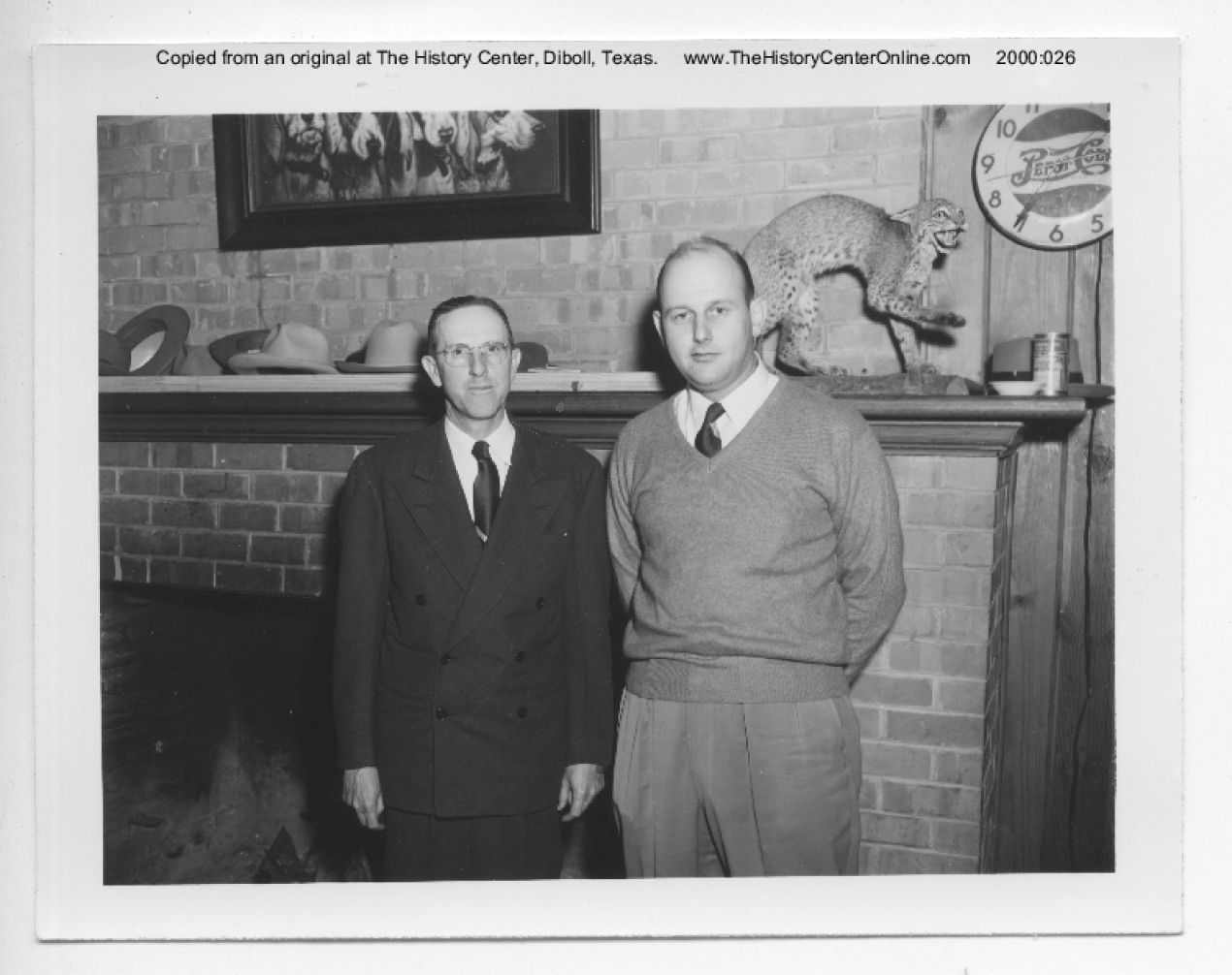undated, Kirby Herndon of Kirby Lumber Company with Arthur Temple Jr. at Texas Lumber Manufacturers' Association meeting at Boggy Slough