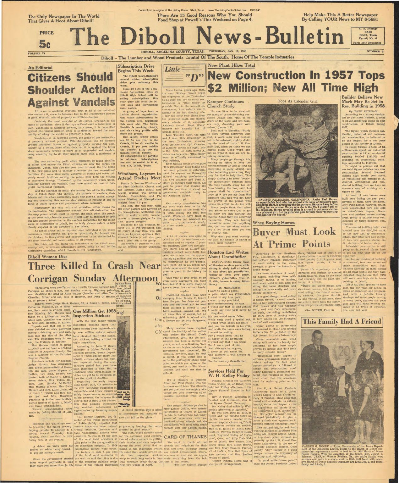 1958 01 16 Diboll News Bulletin
