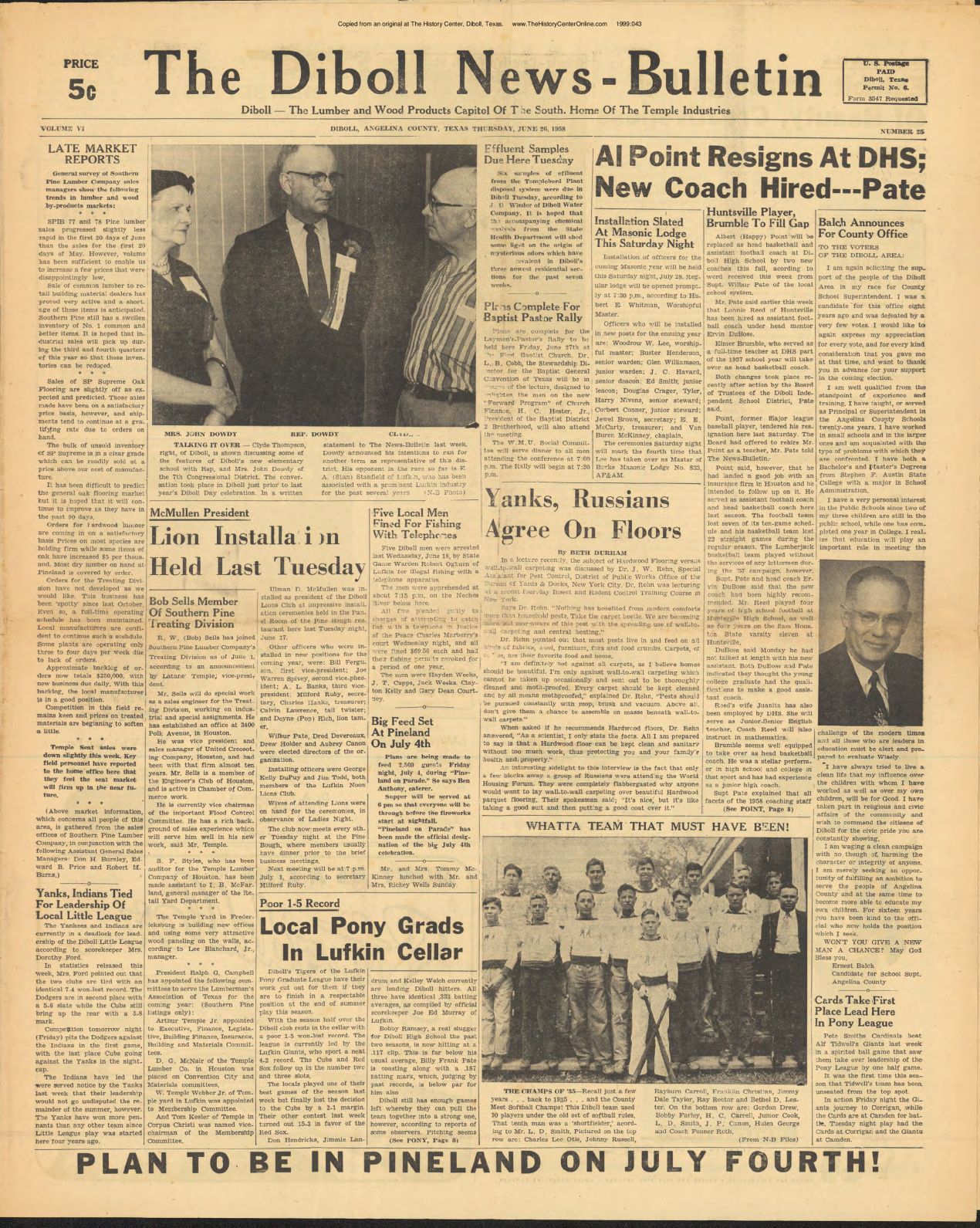 1958 06 26 Diboll News Bulletin