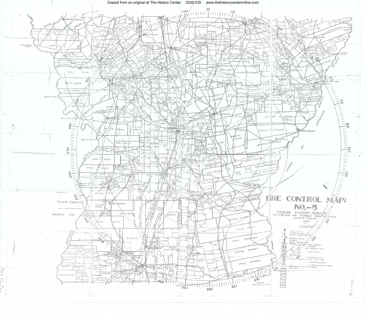 1929, Fire Control Map 5 Duplicate, Jasper and Newton Counties, by the Texas Forest Service