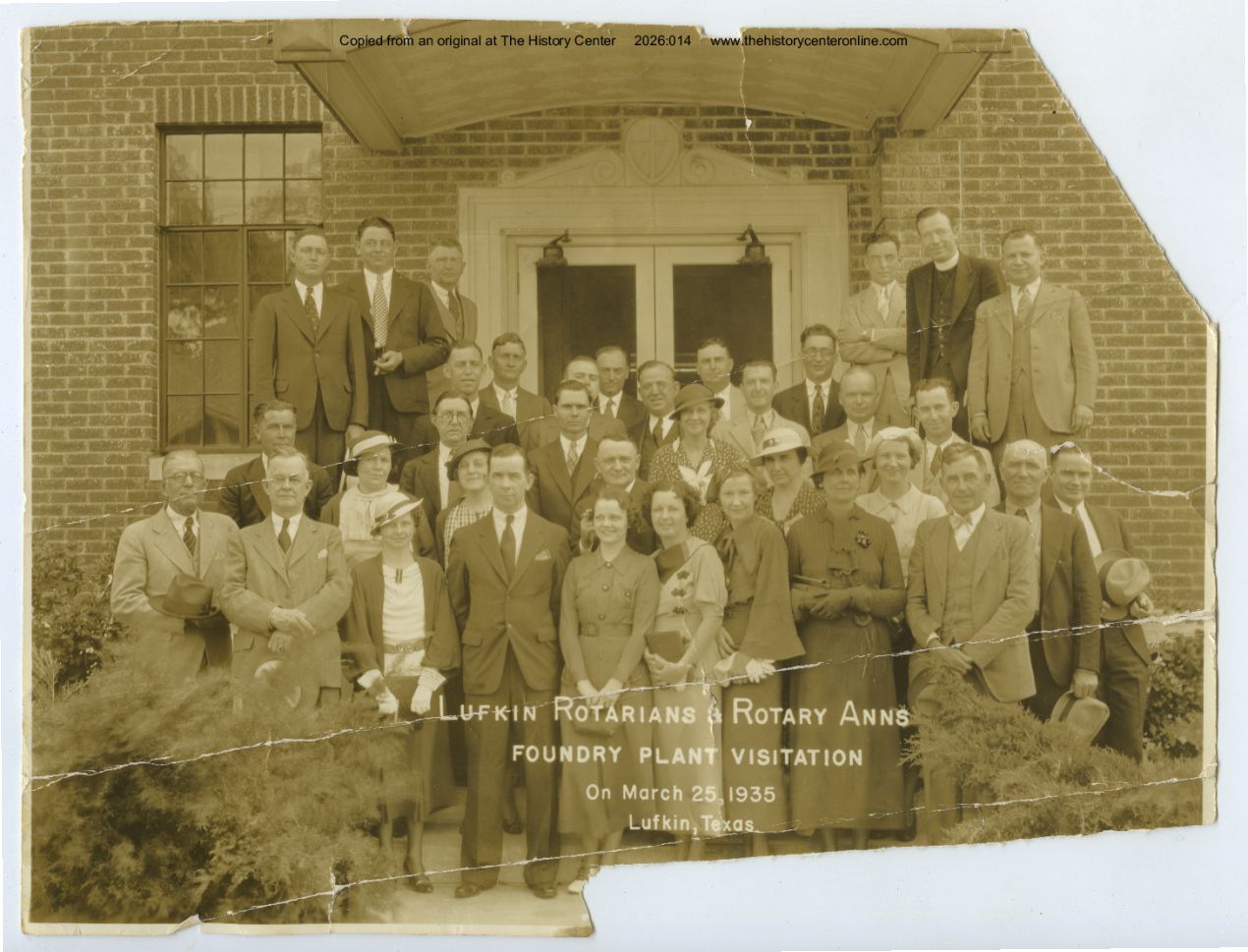 1935, Lufkin Rotarians & Rotary Anns during Lufkin Foundry plant visit, by Lufkin Foundry & Machine Co., March 25