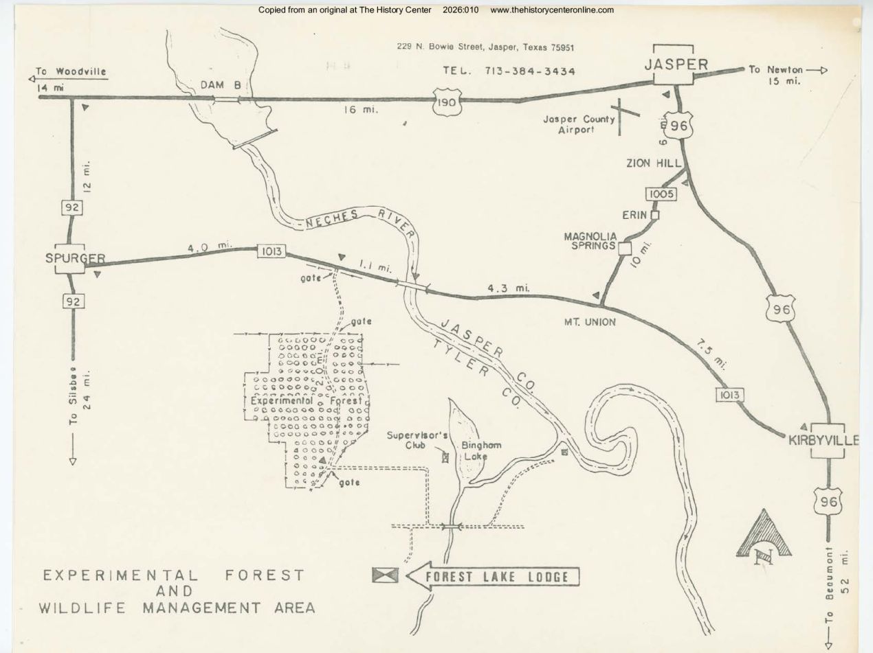 undated, Map of Forest Lake Experimental Forest and Wildlife Management Area, Tyler County, Texas