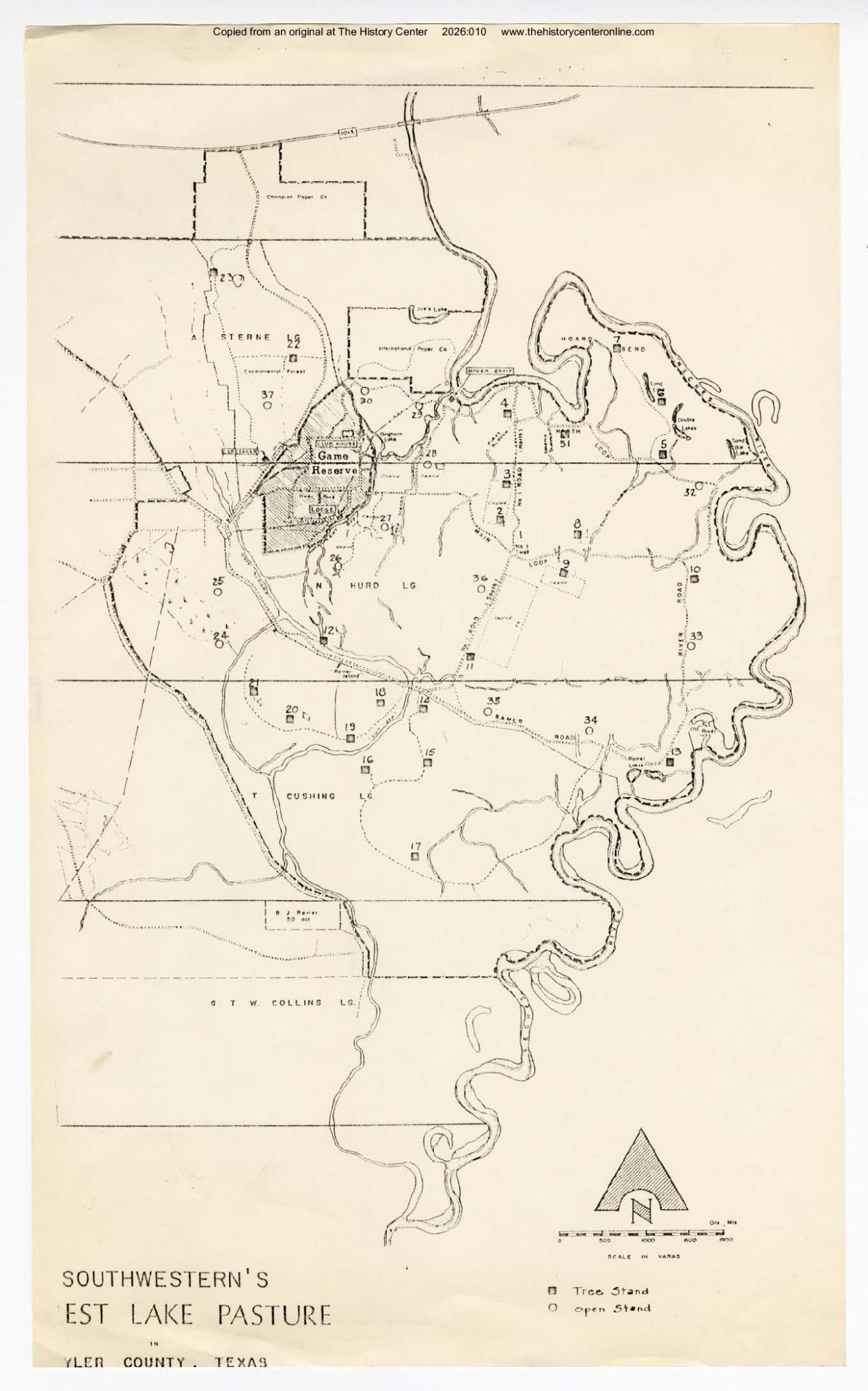 undated, Map of Southwestern's Forest Lake Pasture in Tyler, County, Texas