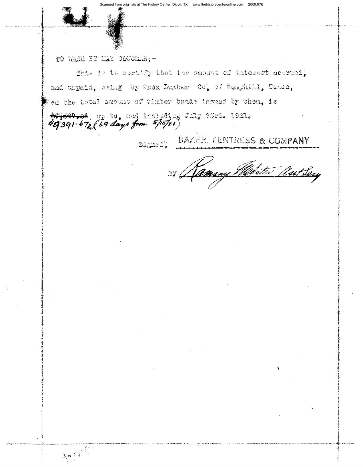 Correspondence on Property Valuation, Claims, and Indebtedness