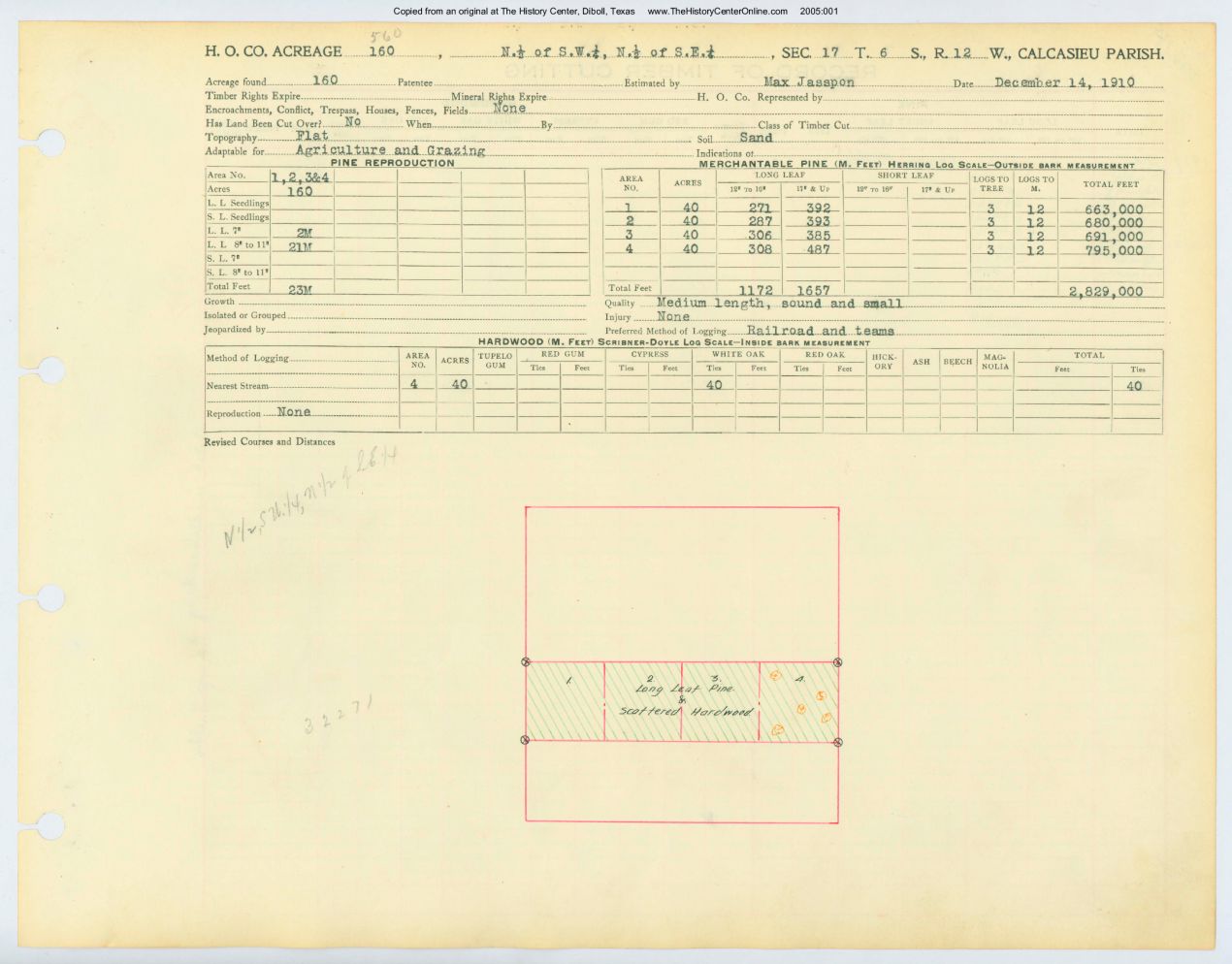 0019 Section 17, Township 6 South, Range 12 West, front and back, Louisana