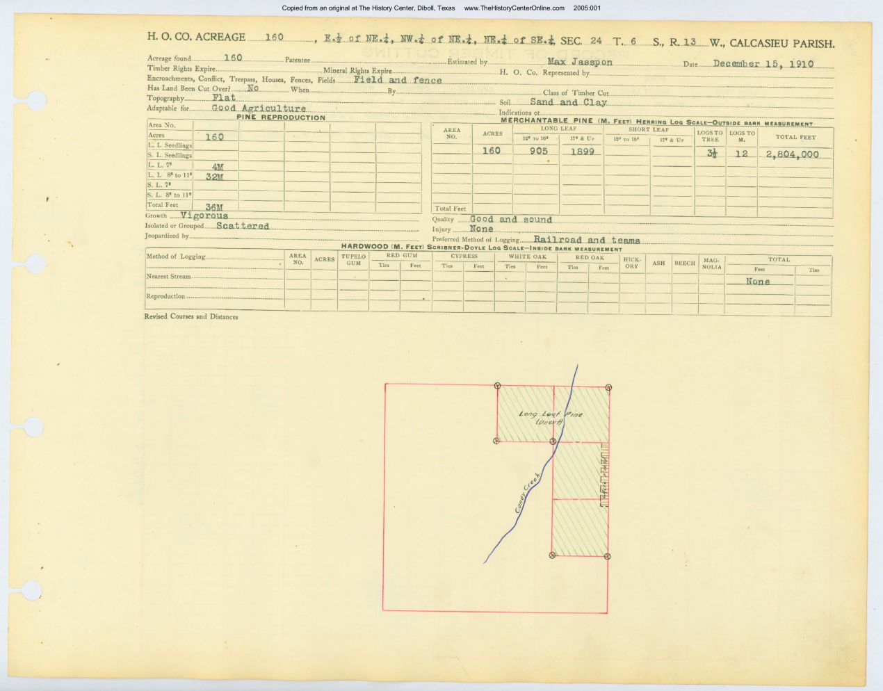 0026 Section 24, Township 6 South, Range 13 West, front and back, Louisana