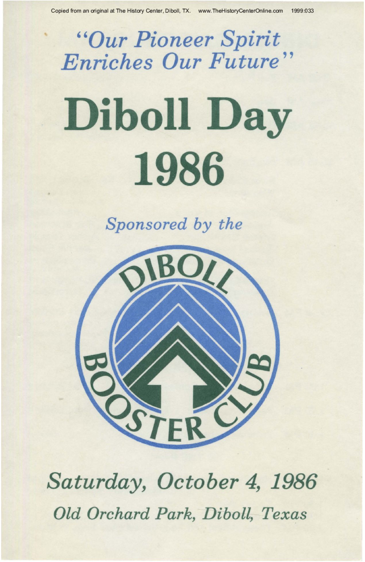 1986 Diboll Day Program