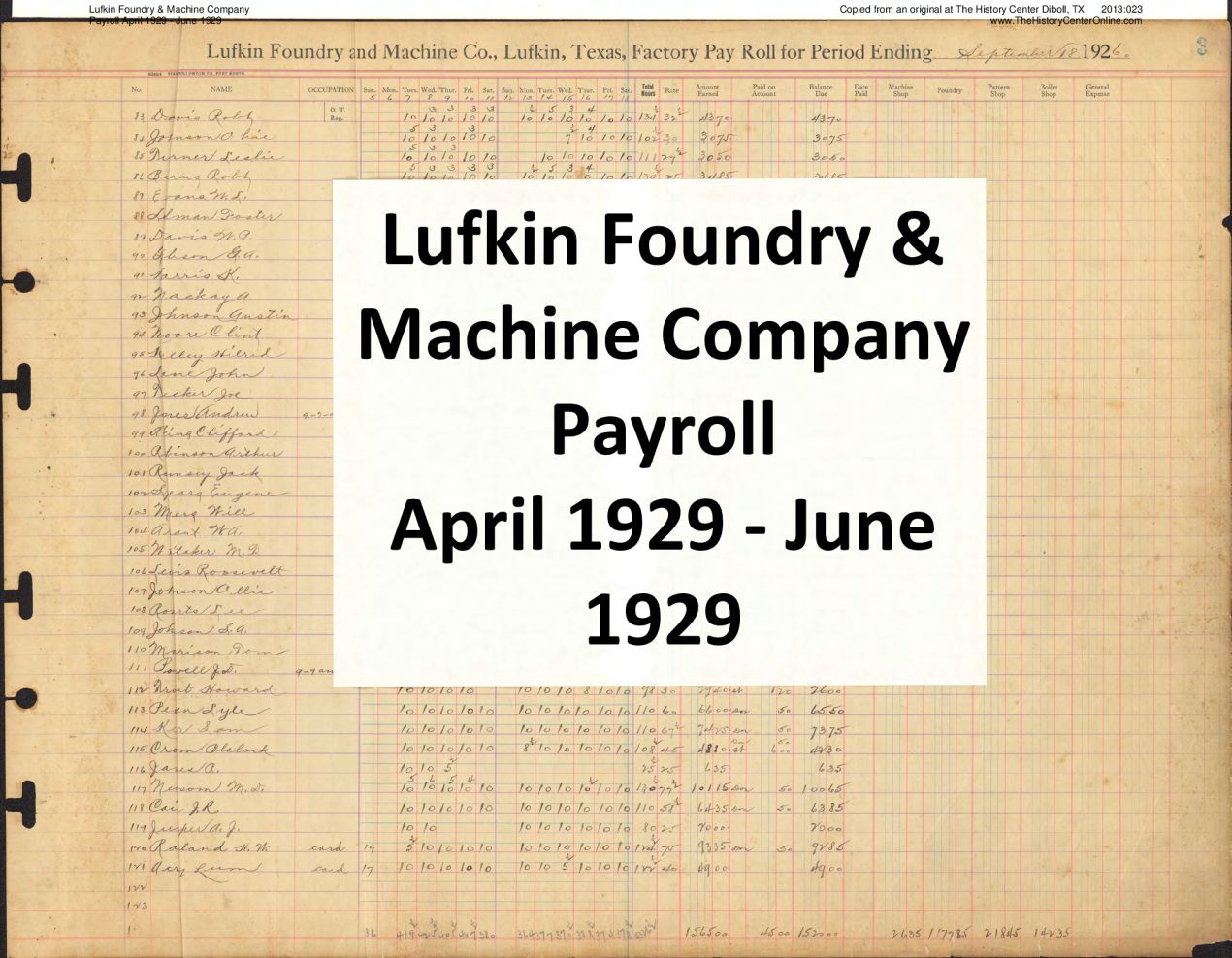 24 Lufkin Foundry & Machine Company April 1929 - June 1929