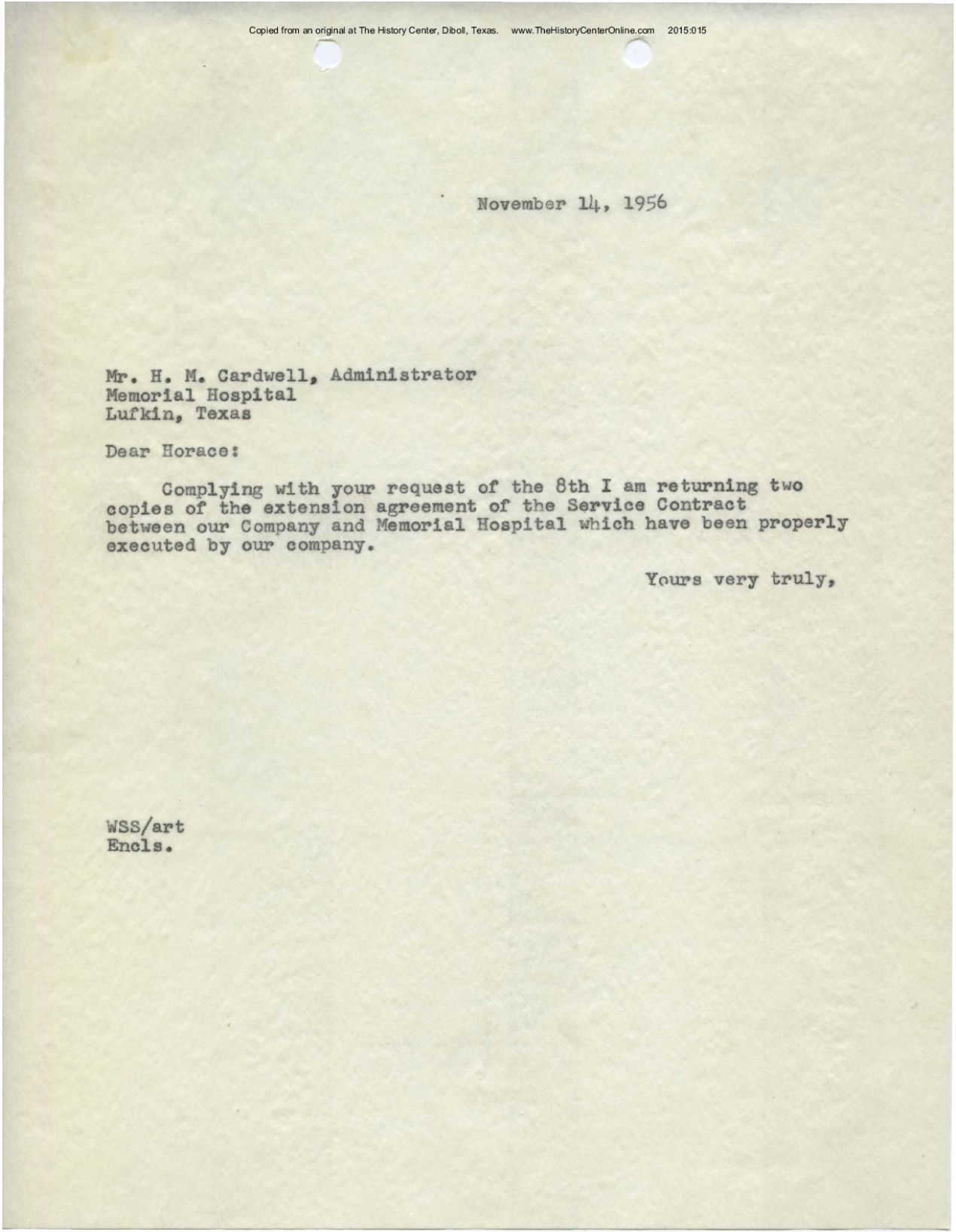 20 Memorial Hospital Correspondence 1956-1958