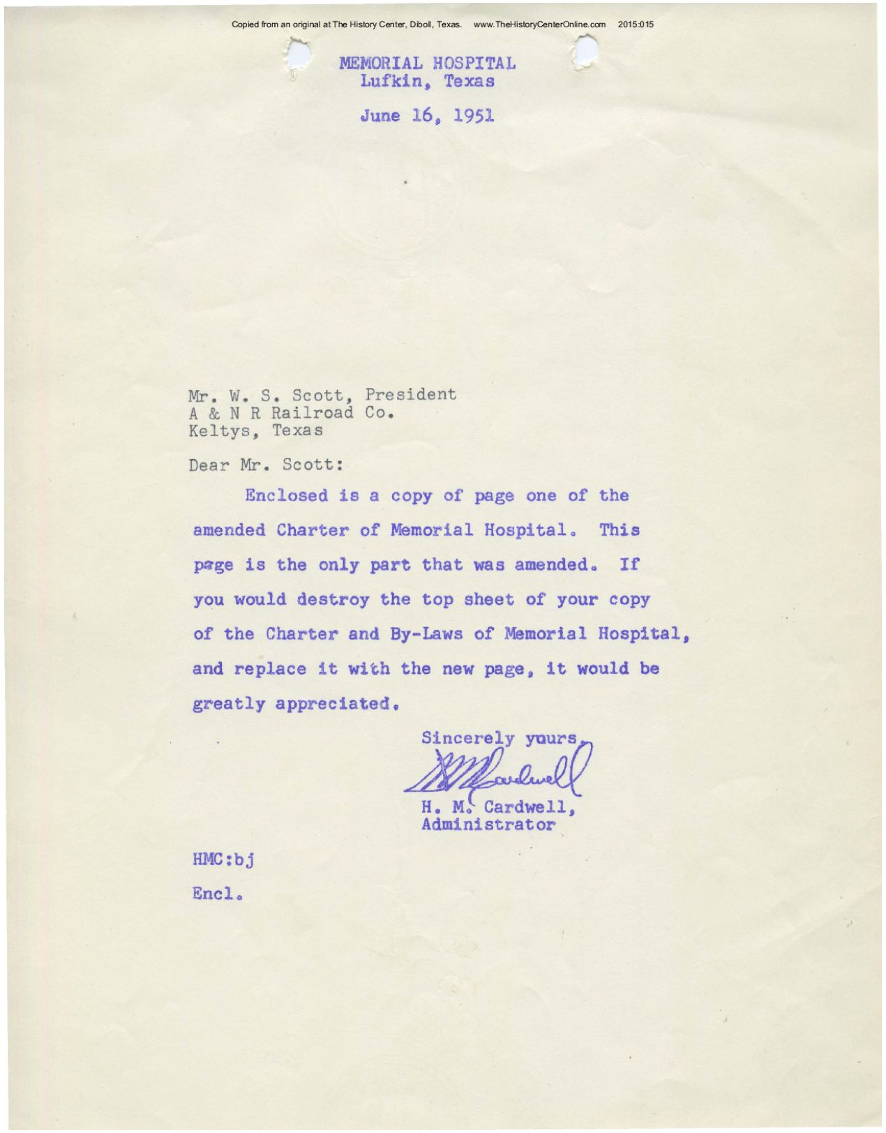 16 Memorial Hospital Charter Amendment 1951