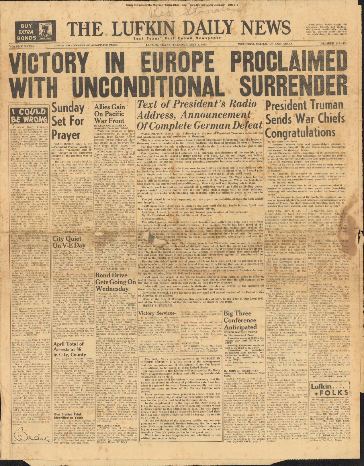 1945 Lufkin Daily News May 08
