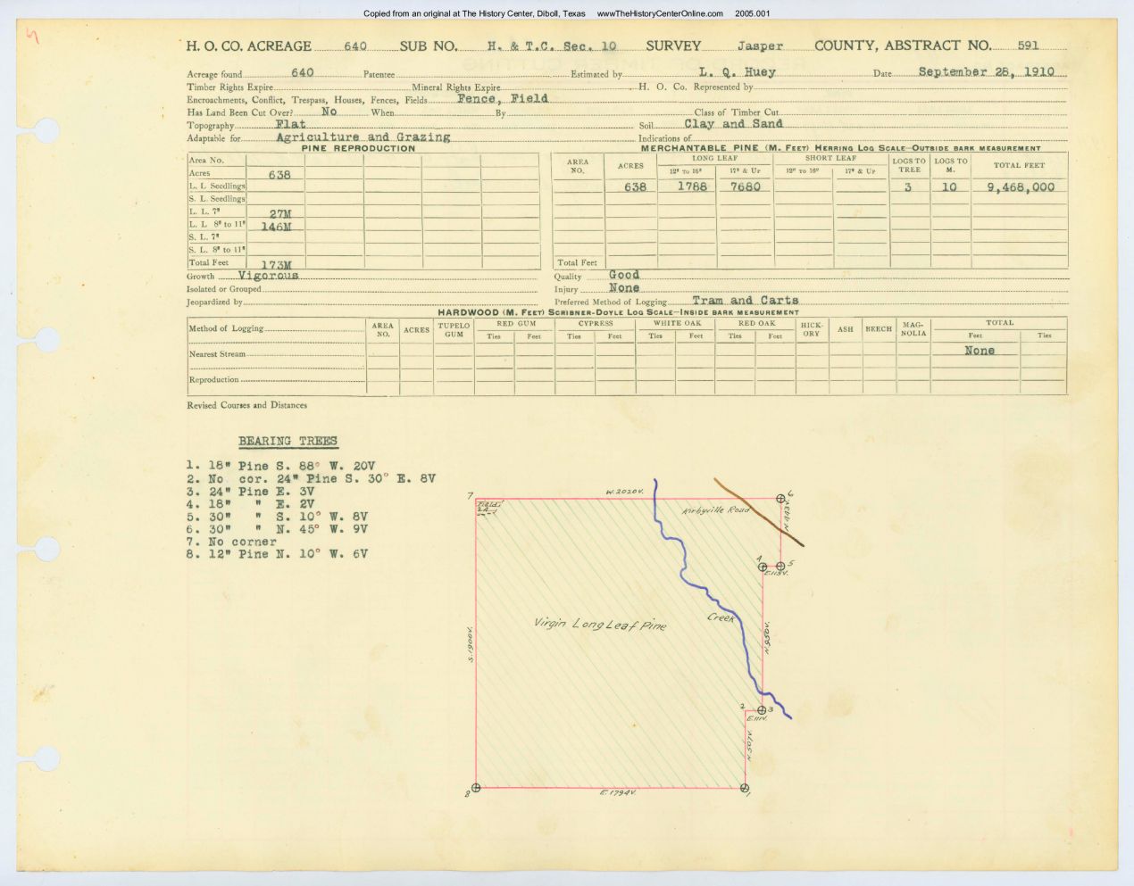 0313 Abstract 591, H&T.C.R.R. Survey, front and back, Jasper County
