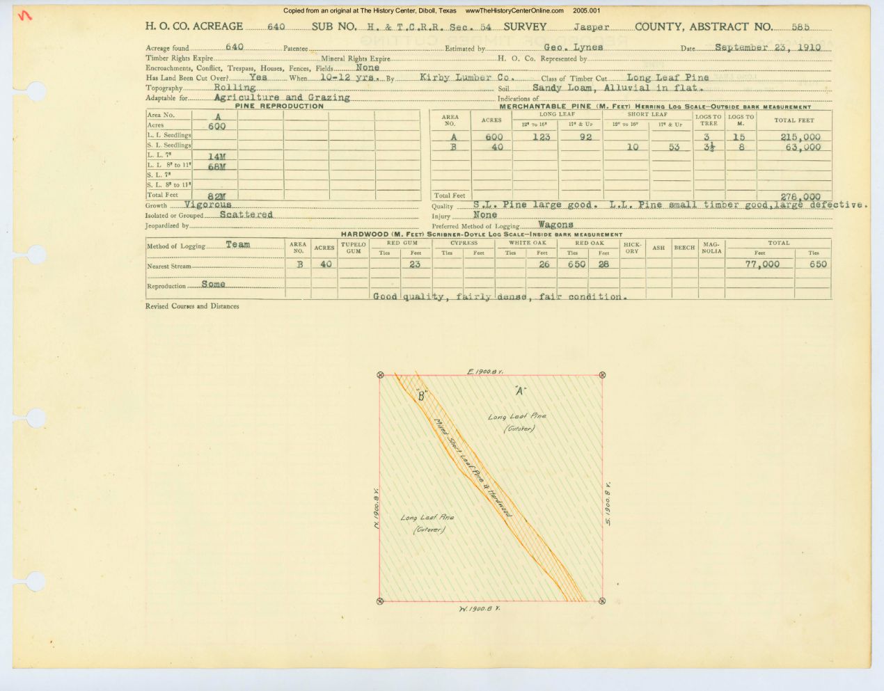 0310 Abstract 585, H&T.C.R.R. Survey, front and back, Jasper County