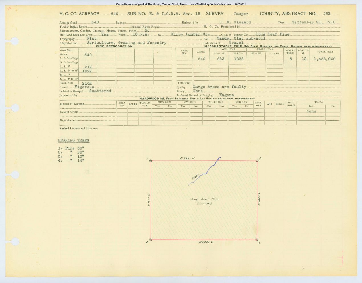 0307 Abstract 582, H&T.C.R.R. Survey, front and back, Jasper County