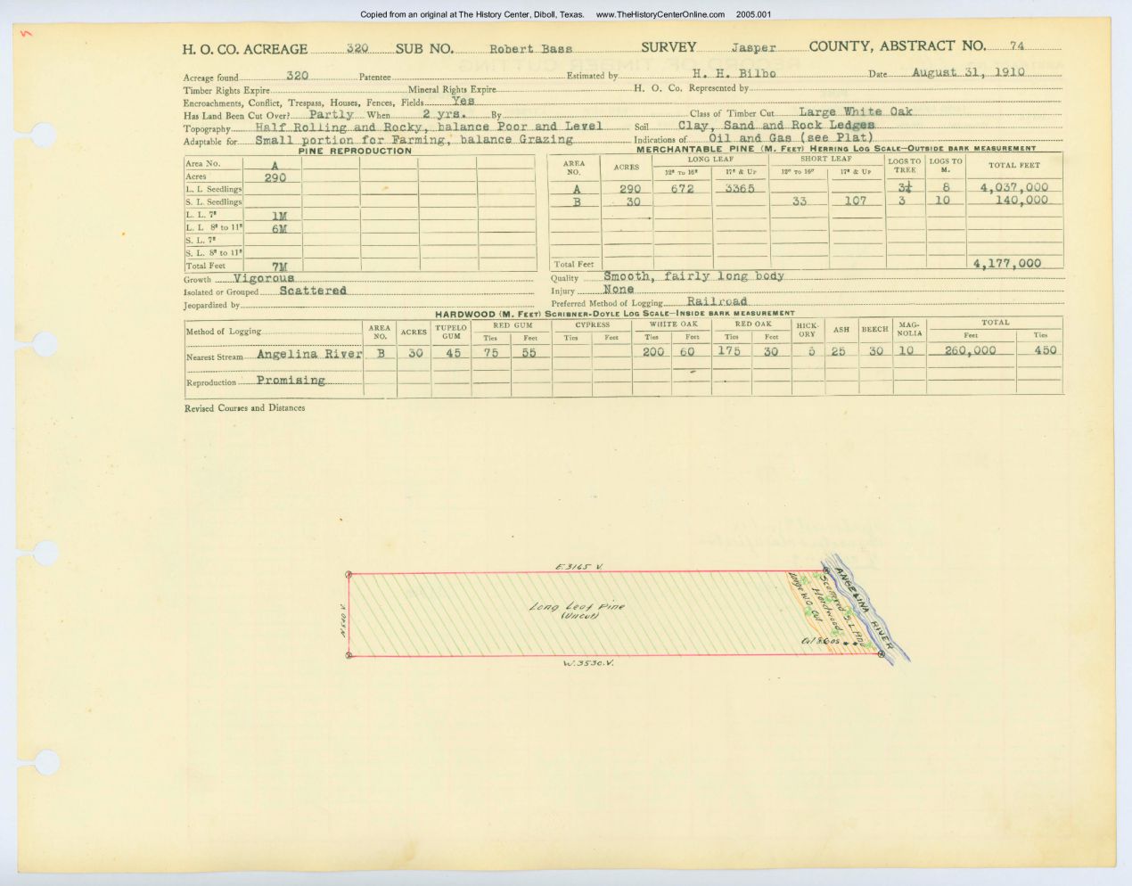 0049 Abstract 74, Bass Survey, front and back, Jasper County