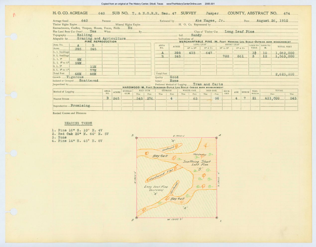 0257 Abstract 474, T.N.O.R.R. Survey, front and back, Jasper County