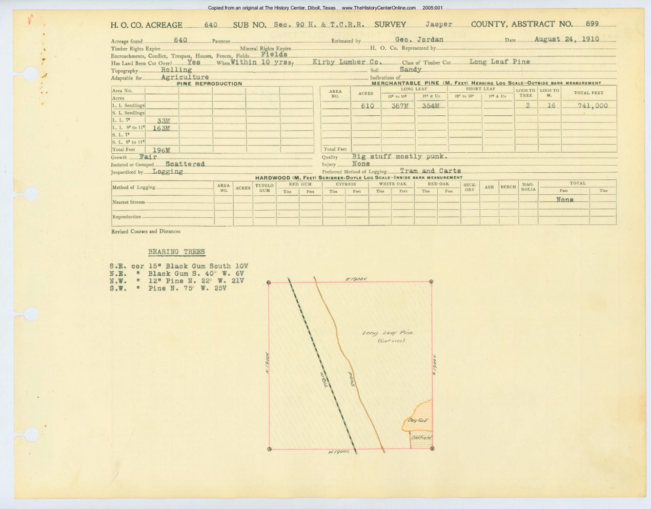 0392 Abstract 899, H&T.C.R.R. Survey, front and back, Jasper County