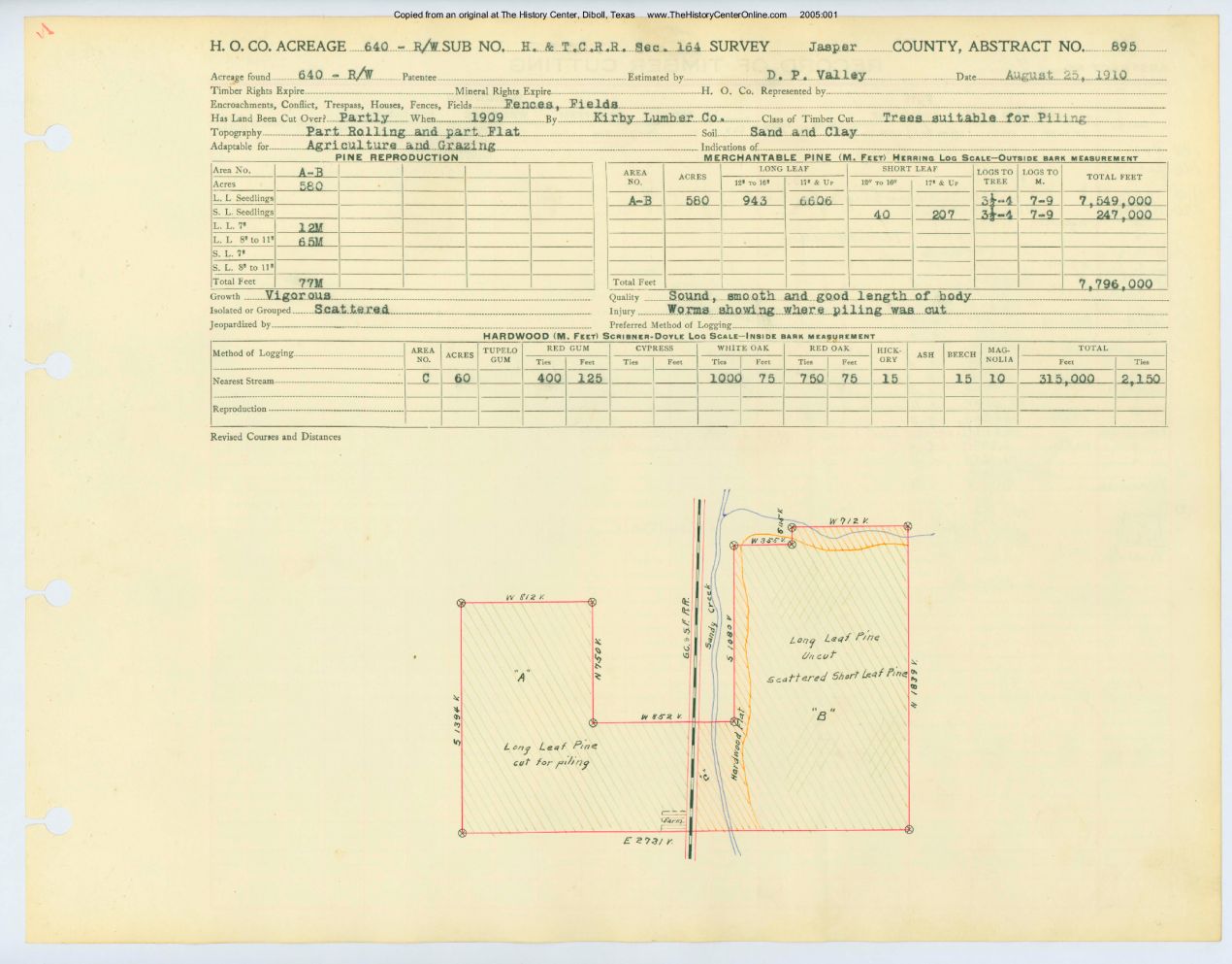 0388 Abstract 895, H&T.C.R.R. Survey, front and back, Jasper County