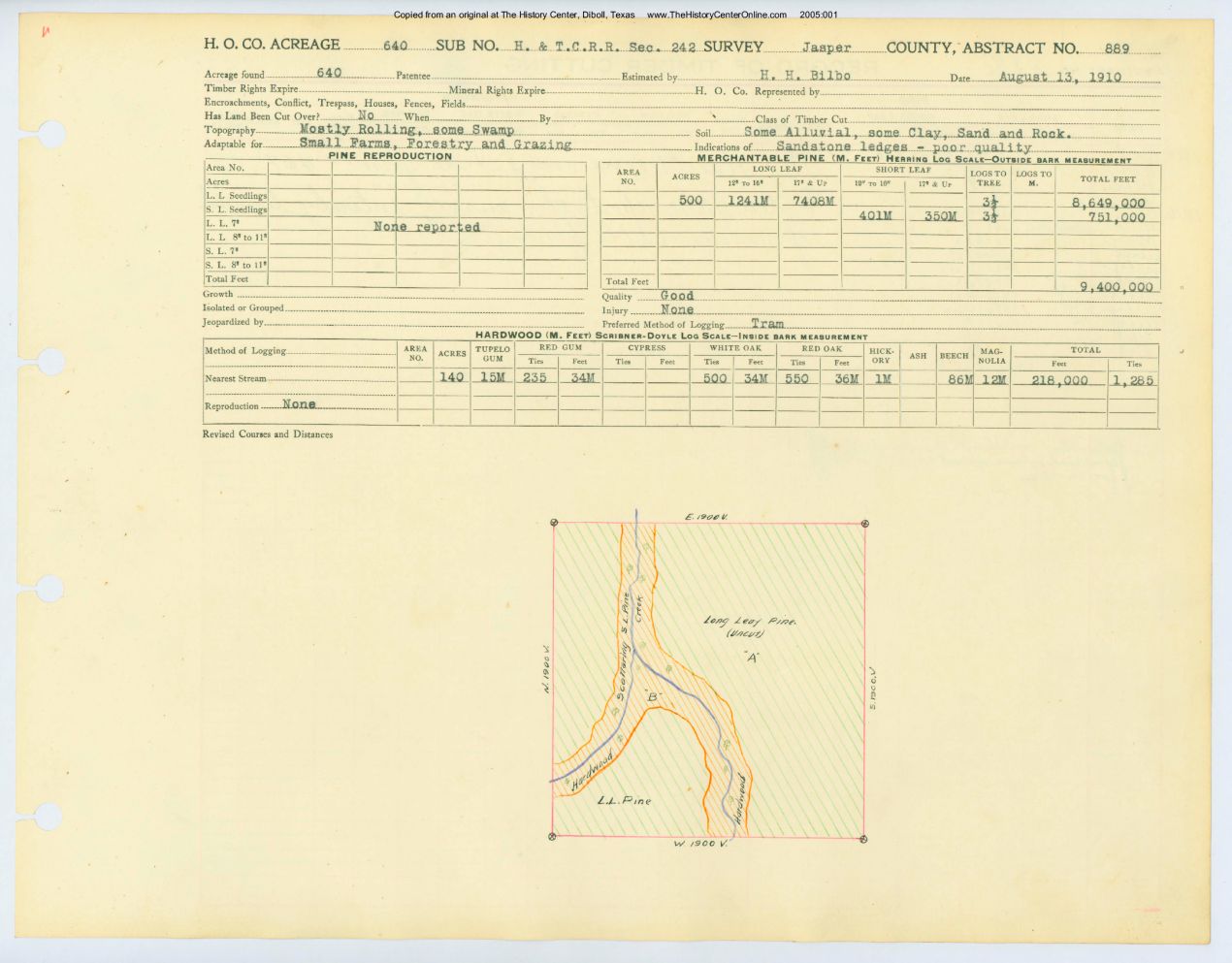 0382 Abstract 889, H&T.C.R.R. Survey, front and back, Jasper County