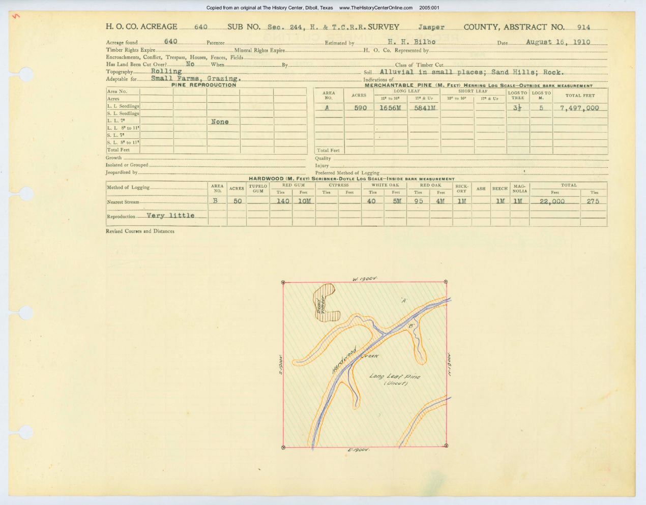 0407 Abstract 914, H&T.C.R.R. Survey, front and back, Jasper County
