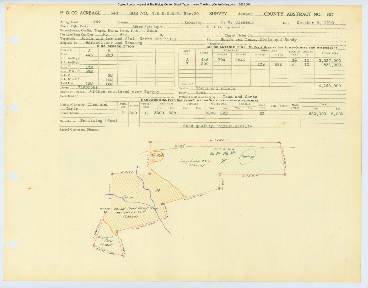 0420 Abstract 927, H&T.C.R.R. Survey, front and back, Jasper County