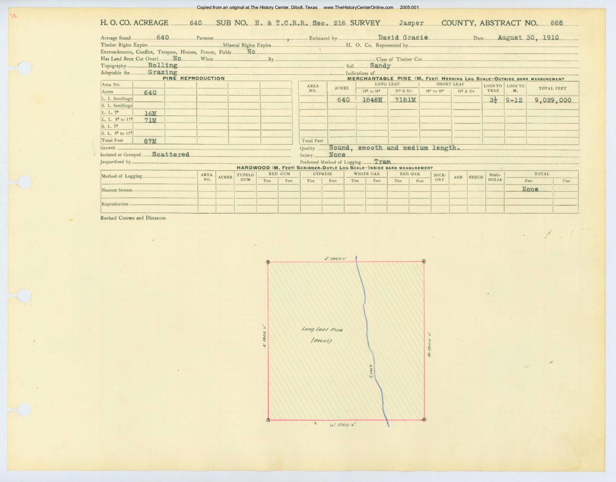0381 Abstract 888, H&T.C.R.R. Survey, front and back, Jasper County