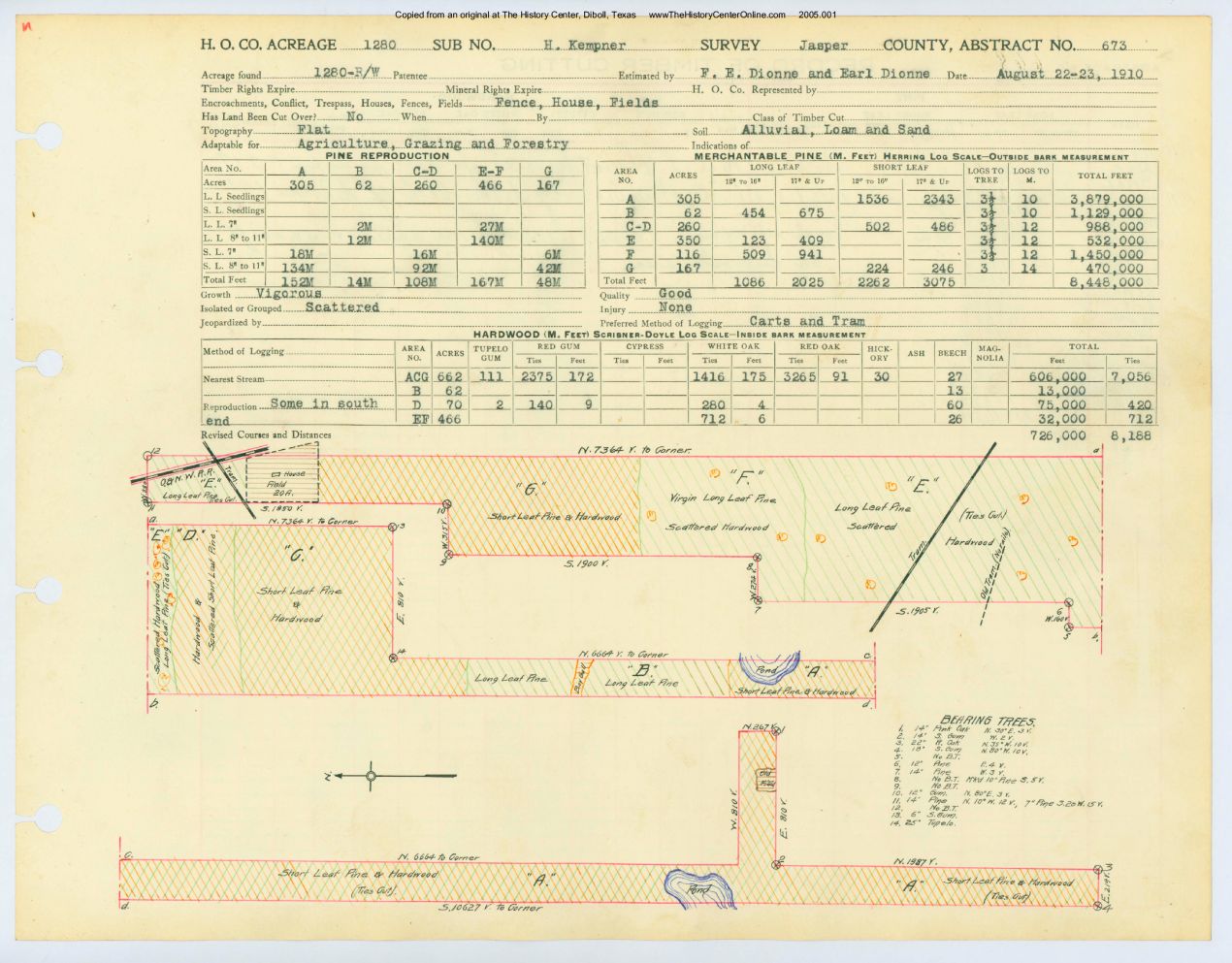 0345 Abstract 673, Kempner Survey, front and back, Jasper County