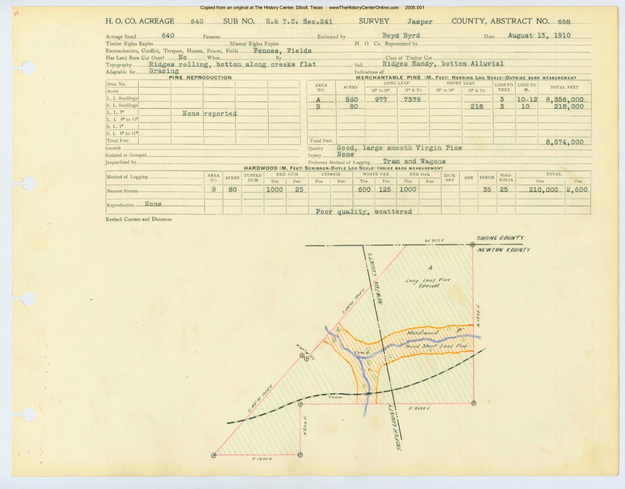 0339 Abstract 658, H&T.C.R.R. Survey, front and back, Jasper County