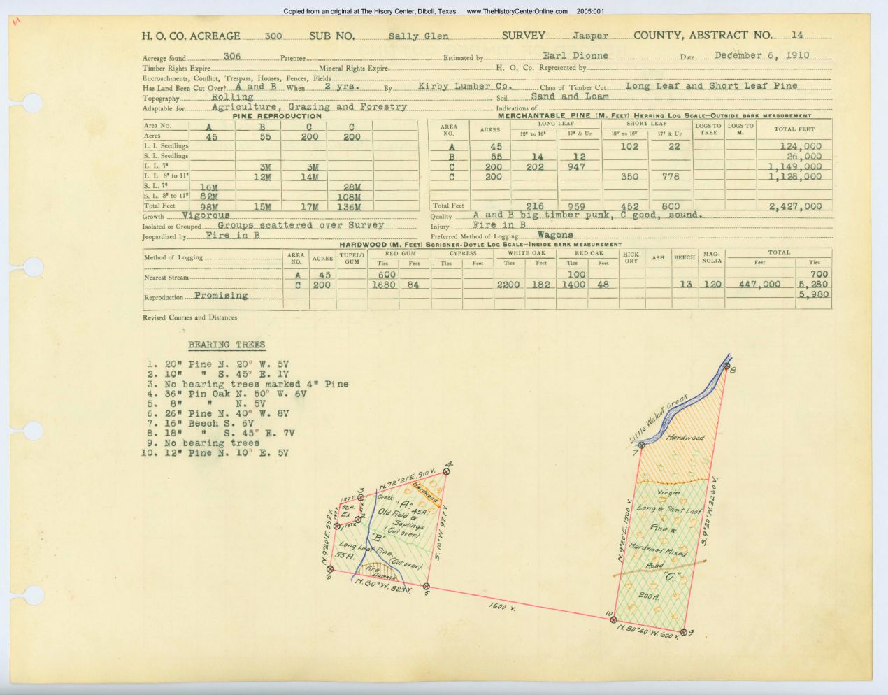 0012 Abstract 14, Glen Survey, front and back, Jasper County