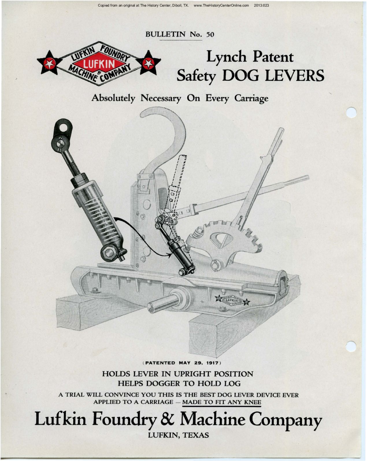 50 Bulletin 50, Lynch Patent Safety Dog Levers
